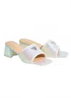 Sparkl Fairy Couture Women's Monogram Heel Sandals In White In Metallic