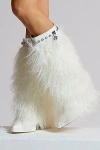 Sparkl Faux Fur Heeled Boot In White, Women's At Urban Outfitters In White