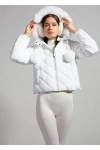 Sparkl Hooded Puffer Coat Jacket In White, Women's At Urban Outfitters
