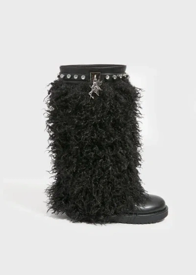Sparkl Iconique Fur Boots In Black
