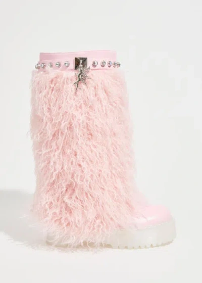 Sparkl Iconique Fur Boots In Pink