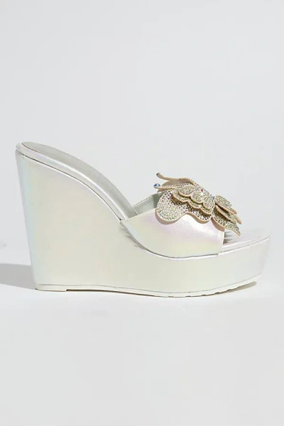 Sparkl Mackenzie Butterfly Wedge Heel In Silver, Women's At Urban Outfitters