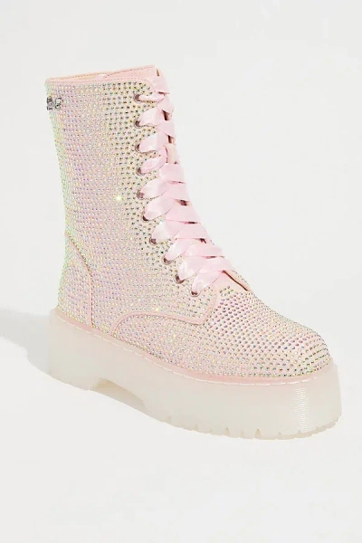 SPARKL RHINESTONE COMBAT BOOT IN PINK, WOMEN'S AT URBAN OUTFITTERS