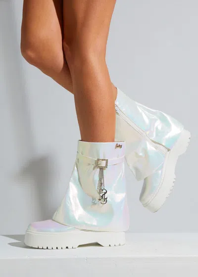 Sparkl Stella Combat Boot In White