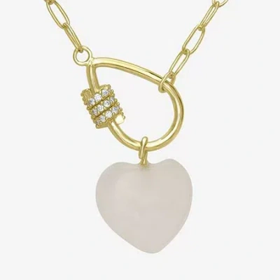 Sparkle Allure 14k Gold Over Brass 18 Inch Paperclip Heart Pendant Necklace In White