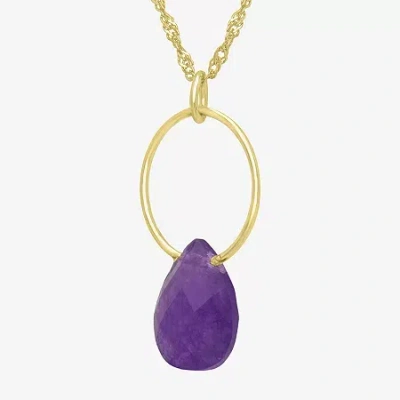 Sparkle Allure 14k Gold Over Brass 18 Inch Singapore Pear Pendant Necklace In Purple