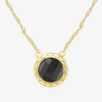 Sparkle Allure 14k Gold Over Brass 18 Inch Singapore Round Pendant Necklace In Black