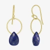 Sparkle Allure 14k Gold Over Brass Pear Drop Earrings In Blue