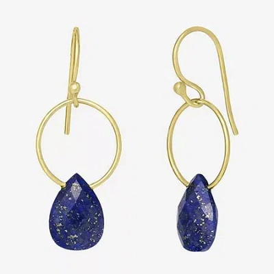 Sparkle Allure 14k Gold Over Brass Pear Drop Earrings In Blue