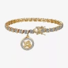 Sparkle Allure 14k Gold Over Bronze Womens Natural Diamond Accent Angel Round 7.25 Inch Tennis Bracelet In Gold