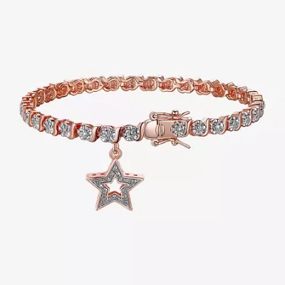 Sparkle Allure 14k Rose Gold Over Bronze Womens Natural Diamond Accent Round Star 7.25 Inch Tennis Bracelet In Transparent