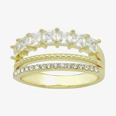 Sparkle Allure 3 Row Womens 2.5mm Cubic Zirconia 14k Gold Over Brass Band