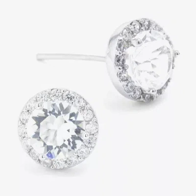 Sparkle Allure Austrian Crystal Halo Round Stud Earrings In Silver