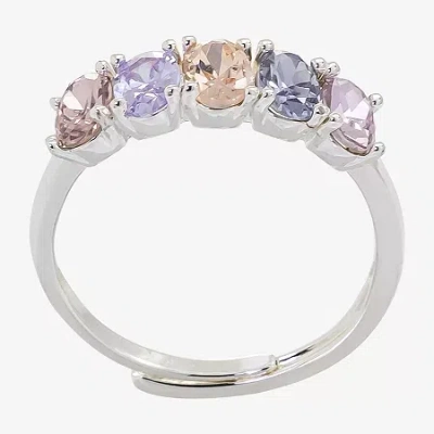 Sparkle Allure Birthstone Womens 2mm Red Cubic Zirconia Pure Silver Over Brass Band In Multi