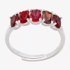 Sparkle Allure Birthstone Womens 2mm Red Cubic Zirconia Pure Silver Over Brass Band In Silver