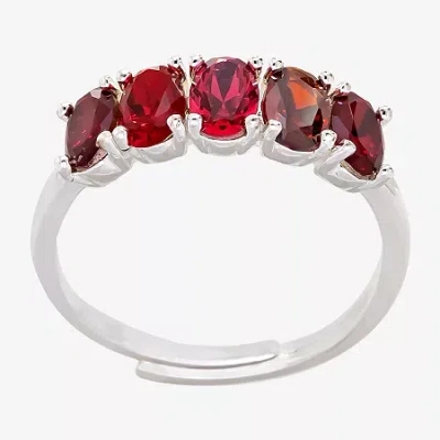Sparkle Allure Birthstone Womens 2mm Red Cubic Zirconia Pure Silver Over Brass Band
