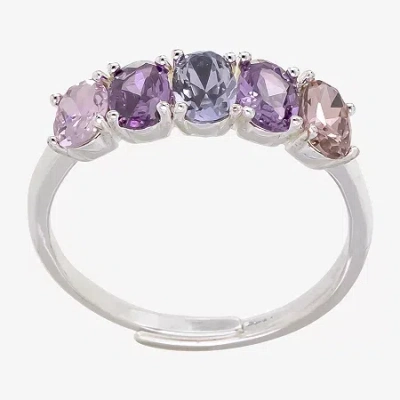 Sparkle Allure Birthstone Womens 2mm Red Cubic Zirconia Pure Silver Over Brass Band