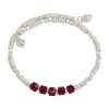 Sparkle Allure Birthstone Womens Red Crystal Pure Silver Over Brass Wrap Bracelet In Silver
