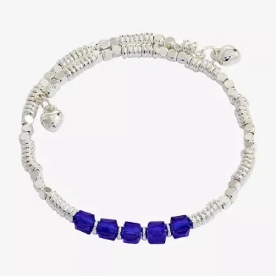Sparkle Allure Birthstone Womens Red Crystal Pure Silver Over Brass Wrap Bracelet In Blue