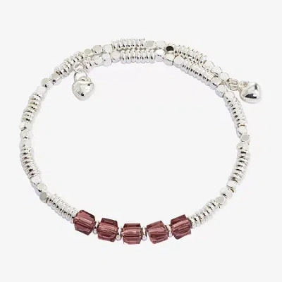 Sparkle Allure Birthstone Womens Red Crystal Pure Silver Over Brass Wrap Bracelet