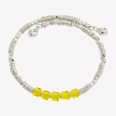 Sparkle Allure Birthstone Womens Red Crystal Pure Silver Over Brass Wrap Bracelet