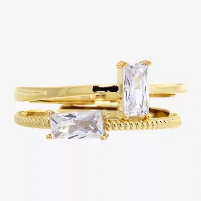 Sparkle Allure Birthstone Womens Red Cubic Zirconia 14k Gold Over Brass Ring Set