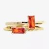 Sparkle Allure Birthstone Womens Red Cubic Zirconia 14k Gold Over Brass Ring Set