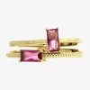 Sparkle Allure Birthstone Womens Red Cubic Zirconia 14k Gold Over Brass Ring Set In Gold