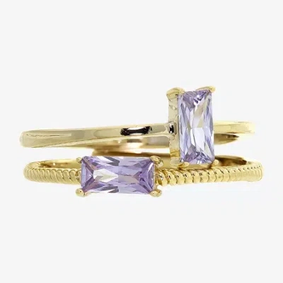 Sparkle Allure Birthstone Womens Red Cubic Zirconia 14k Gold Over Brass Ring Set