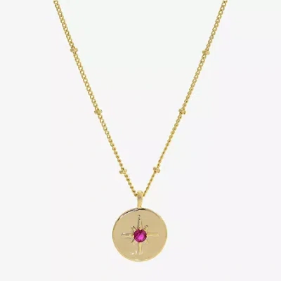 Sparkle Allure Birthstone Womens Red Cubic Zirconia 14k Gold Over Brass Round 16 Inch Pendant Necklace