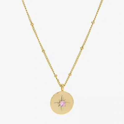 Sparkle Allure Birthstone Womens Red Cubic Zirconia 14k Gold Over Brass Round 16 Inch Pendant Necklace In Orange