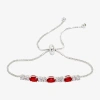 Sparkle Allure Birthstone Womens Red Cubic Zirconia Bolo Bracelet