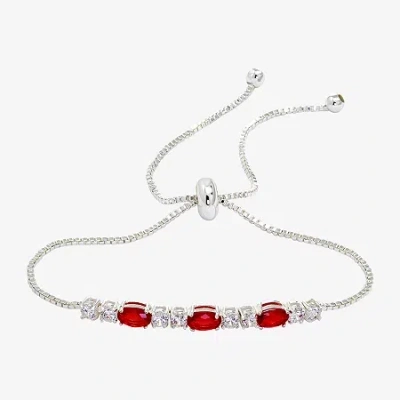 Sparkle Allure Birthstone Womens Red Cubic Zirconia Bolo Bracelet