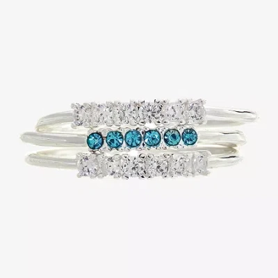 Sparkle Allure Birthstone Womens Red Cubic Zirconia Pure Silver Over Brass Ring Set