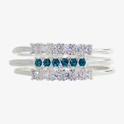 Sparkle Allure Birthstone Womens Red Cubic Zirconia Pure Silver Over Brass Ring Set