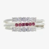 Sparkle Allure Birthstone Womens Red Cubic Zirconia Pure Silver Over Brass Ring Set In Silver