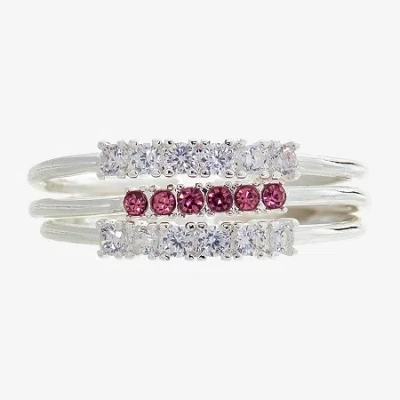 Sparkle Allure Birthstone Womens Red Cubic Zirconia Pure Silver Over Brass Ring Set In Orange