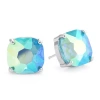 Sparkle Allure Blue Crystal 12mm Square Stud Earrings In Transparent