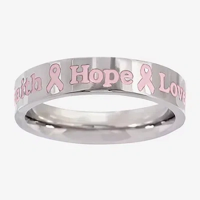 Sparkle Allure Breast Cancer Awareness Womens 5mm Stainless Steel Band In Metallic