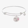 Sparkle Allure Breast Cancer Awareness Womens Link Pure Silver Over Brass Round Bangle Bracelet In Metallic