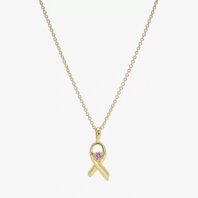 Sparkle Allure Breast Cancer Awareness Womens Pink Cubic Zirconia 14k Gold Over Brass 16 Inch Pendant Necklace