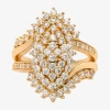 Sparkle Allure Burst Cluster Womens Cubic Zirconia 14k Gold Over Brass Cocktail Ring In Gold