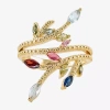 Sparkle Allure Bypass Wrap Womens Multi Color Cubic Zirconia 14k Gold Over Brass Bypass Cocktail Ring In Transparent