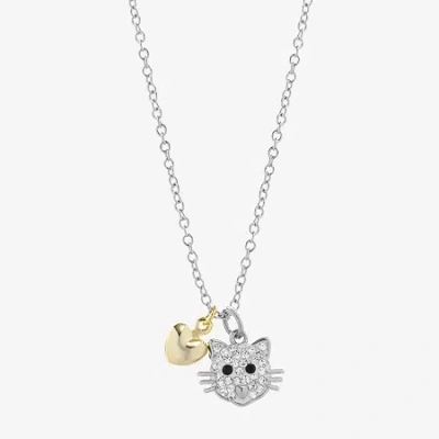 Sparkle Allure Cat Womens Crystal 14k Gold Over Brass Pure Silver Over Brass Heart 16 Inch Pendant Necklace In Transparent