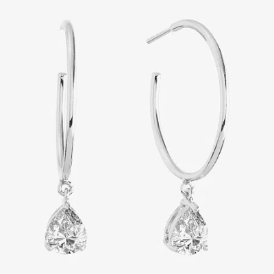 Sparkle Allure Charm Drop Womens Crystal 41.9mm Hoop Earrings In Transparent