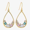 Sparkle Allure Cluster Womens Multi Color Crystal 14k Gold Over Brass Drop Earrings In Gold