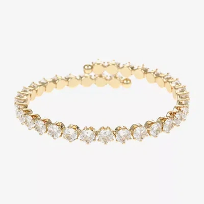 Sparkle Allure Coil Womens Cubic Zirconia 14k Gold Over Brass Round Tennis Bracelet In Silver