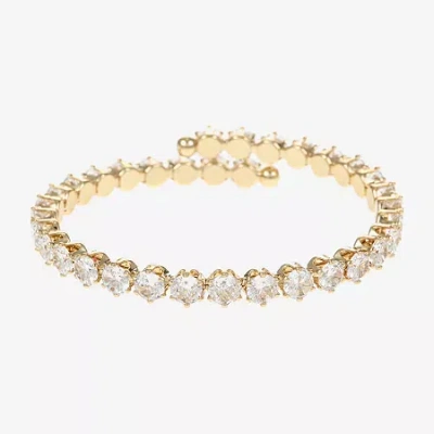 Sparkle Allure Coil Womens Cubic Zirconia 14k Gold Over Brass Wrap Bracelet In Transparent