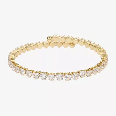 Sparkle Allure Coil Womens Cubic Zirconia 14k Gold Over Brass Wrap Bracelet In Transparent