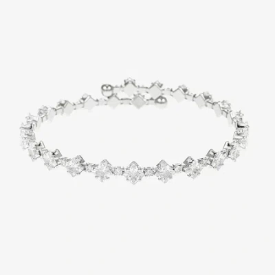 Sparkle Allure Coil Womens Cubic Zirconia Pure Silver Over Brass Square Tennis Bracelet In Metallic